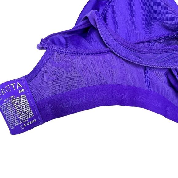 ATHLETA Tank Top Built In Bra Support Racerback Yoga Running Purple Womens 34B - Picture 10 of 11